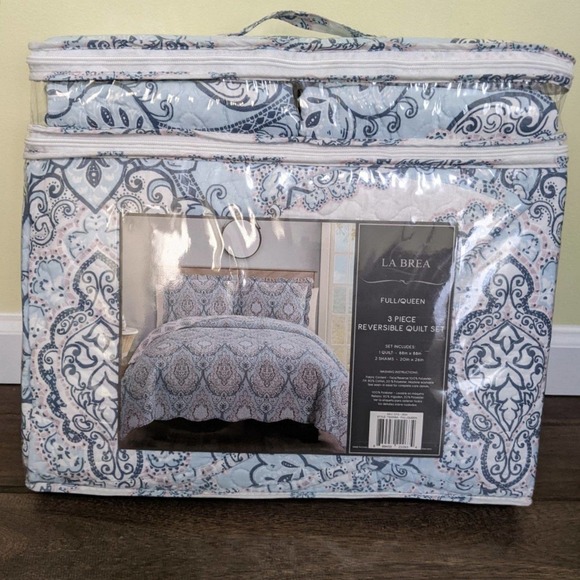 Full queen size bed new la Brea tsarina quilt shams pillow cover set 3 pcs - Picture 2 of 7